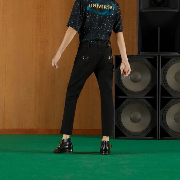 GUCCI JEANS PANTS Tapered CARGO MONOGRAM GG LOGO Horsebit Black Mens  Size 42 - Picture 9 of 10